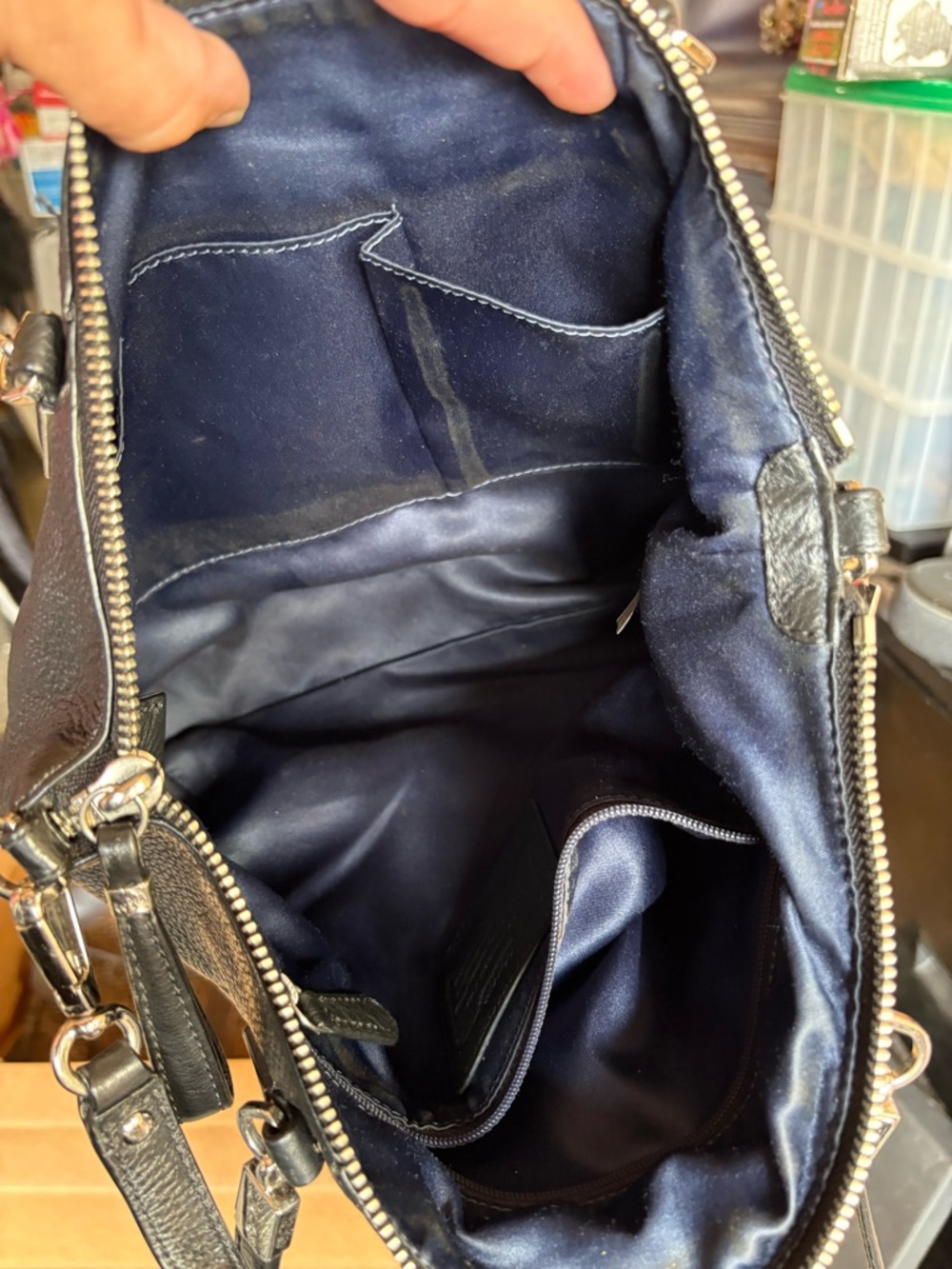 Coach Black Pebbled Leather Shoulder Satchel with Silver Hardware - Picture 12 of 12